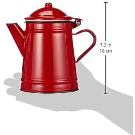 Ibili Vintage 1l Conical Kaffeemaschine Orange - Retro Kaffeekanne aus emailliertem Edelstahl, 1 Liter Fassungsvermögen, ideal für die Zubereitung von Kaffee und Tee in großen Mengen. Spülmaschinenfest und perfekt für Zuhause oder im Büro.
