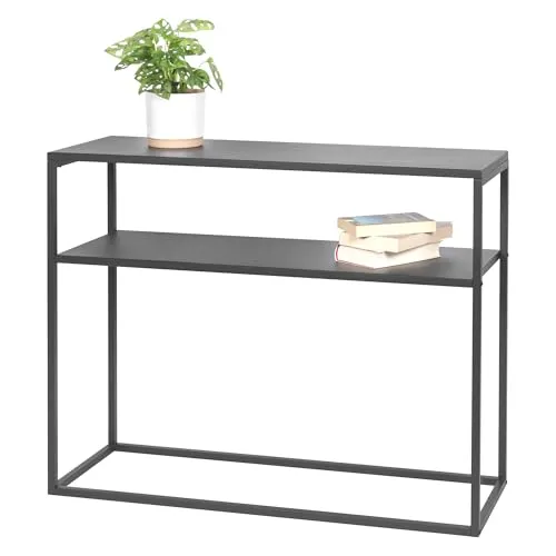 bremermann Konsolentisch mit Ablage - Vielseitiges Standregal in Grau - Konsolentische fürs Wohnzimmer, modernes Industriedesign mit eleganten Metallgestell, belastbar bis 10 kg je Ablage und ideal für dekorative Akzente.