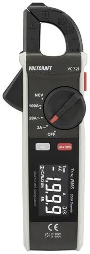 VOLTCRAFT VC-321 Stromzange - Multimeter CAT II 600 V, CAT III 300 V, ergonomisches Design und berührungslose Spannungsprüfung (NCV)