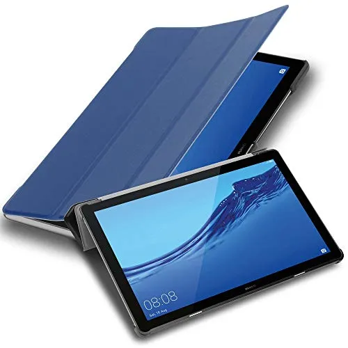 Cadorabo Hülle kompatibel mit Huawei MediaPad T5 10 (10.1 Zoll) Tablethülle ohne Auto Wake Up aus Kunst Leder Klappbare Magnetische Cover Hülle für Huawei MediaPad T5 10 (10.1 Zoll) Tasche in Blau