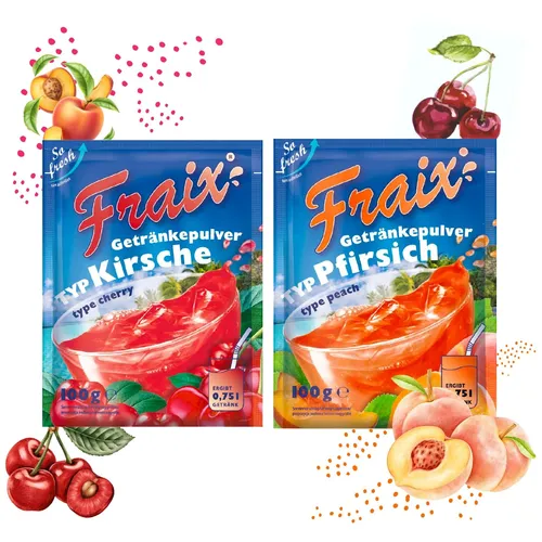 FRAIX Getränkpulver Kirsche + Pfirsich (50er KOMBIPACK) (je 25 á 100g)