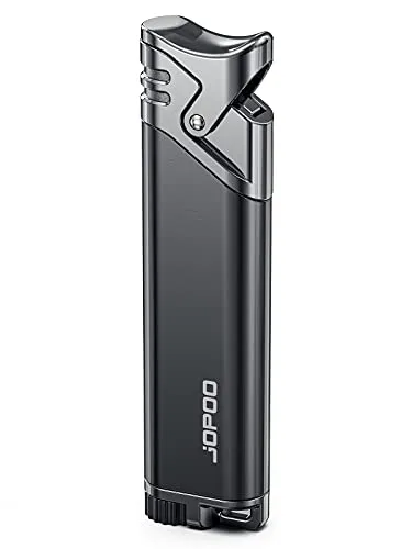 JOPOO Sturmfeuerzeug Jetflamme Gas Nachfüllbar Jet Feuerzeug Gasfeuerzeug Geschenk für Mann (Ohne Gas)