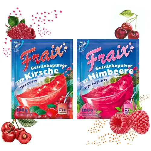 FRAIX Getränkpulver Himbeere + Kirsche (50er KOMBIPACK) (je 25 á 100g)