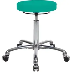 Drehhocker Exklusiv mit Komfort-Polster und Rollen, Rollhocker Arbeitshocker, Türkis
