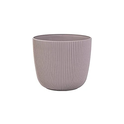 Engelland - 1 x Blumentopf mit Drainagesystem, Flieder/Violett, Rillenoptik, Pflanz-Topf, Kübel, modern, widerstandsfähig, rund, wetterfest, Kunststoff, Ø 21 cm, 5 Liter