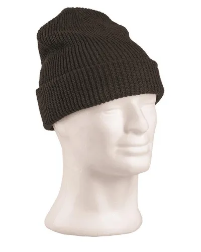 MIL-TEC Rollstrickmütze schwarz Rollmütze Strickmütze Watchcap Wintermütze Mütze