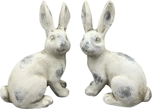 Produktbild finehomegarden Hase Valo Osterfigur Creme 2Fsort. Vintage Polyresin 11x6cm H15cm Skulptur Ostern