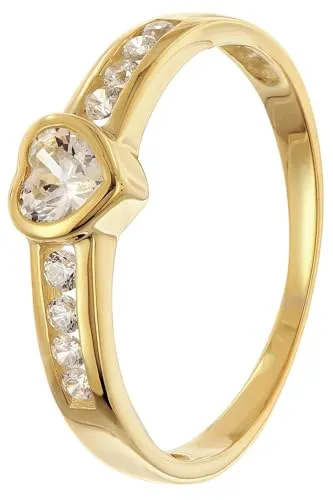 trendor Damenring Herz Zirkonias Gold 333 - Eleganter Damenring aus 8 Karat Gold mit funkelndem Herz-Zirkonia, perfekt als Geschenk für besondere Anlässe und ideal für den täglichen Gebrauch.