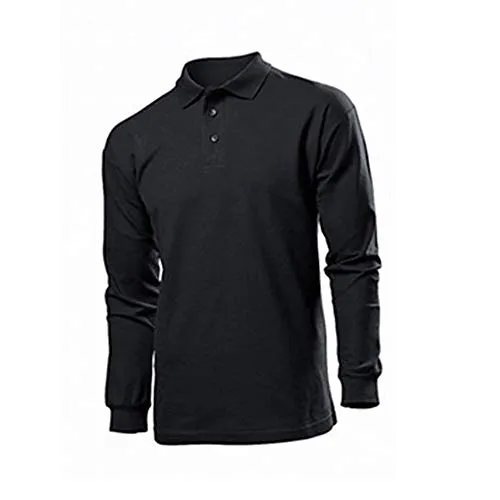 Stedman ST3400_BLOXXL Basics Polo-Shirt mit Langen Ärmel, Schwarz, XXL Größe