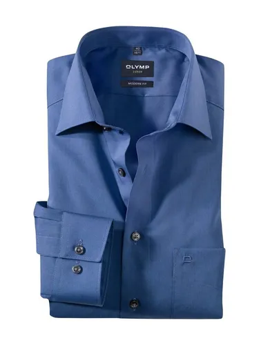 OLYMP Hemd slim line, bügelfrei blau New Kentkragen - Herrenhemden, modernes Chambray Design, bügelfrei und pflegeleicht für einen stets gepflegten Look.