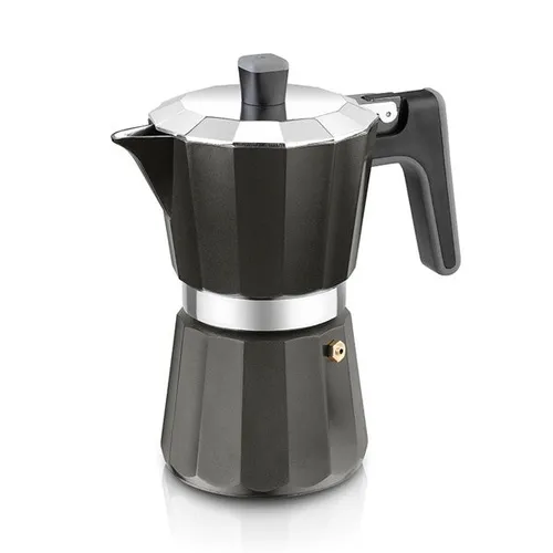 BRA Perfecta Black | Italienische Induktionskaffeemaschine, Aluminium, Fassungsv