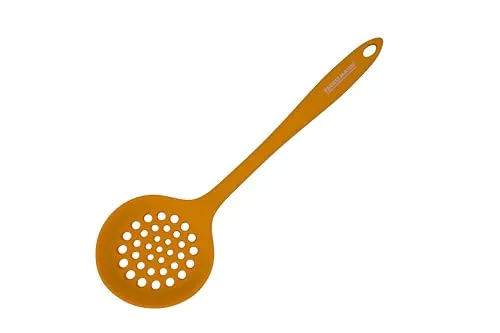 Fackelmann Pfannenwender, optimal zum Frittieren, weiches Silikon, geeignet für Pfannen und Töpfe mit Beschichtung, hitzebeständig bis 230 °C, spülmaschinenfest, Orange, 29 x 7 cm, 1 Stück