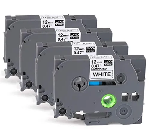 4x Kompatibel Brother TZe-231 Band 12mm (0.47'') Laminated Weiß