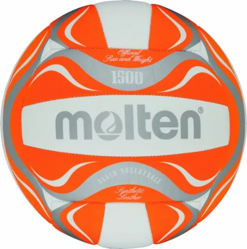 Molten Beachvolleyball BV1500-OR, Weiss/ORANGE/Silber, 5