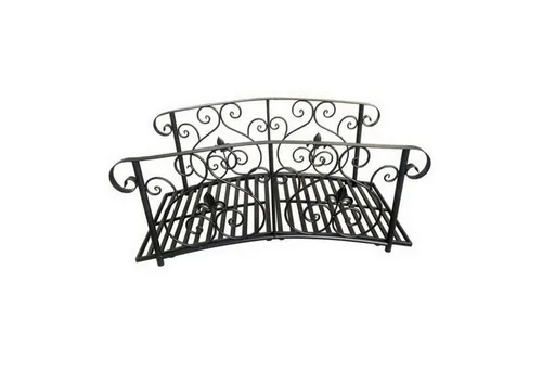 HTI-Living Zierbrücke Fleur de Lis - Gartenbrücke aus schwarzem Metall, ideal für Teichüberquerungen und verleiht Ihrem Garten einen eleganten Akzent.