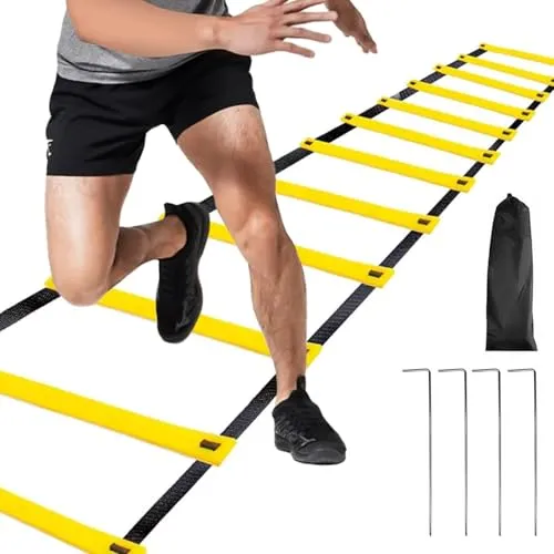 Koordinationsleiter Fußball Trainingsset - 9m Trainingsleiter Fussball Trainingszubehör, Geschwindigkeit Schnelligkeitsleiter Agility Speed Ladder für Fußballtraining Reaktionstraining Basketball