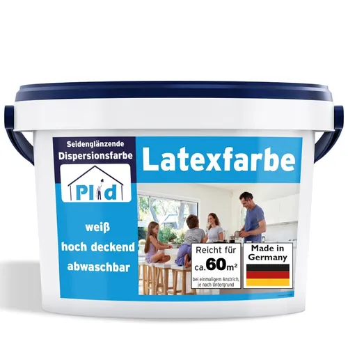 Latexfarbe 10l Weiß - Abwaschbare Küchen- und Innenfarbe - Hochdeckende, schnelltrocknende Innenfarbe mit geringer Geruchsentwicklung, ideal für alle Zimmer. Deckt bis zu 100 m² mit nur einer Schicht.