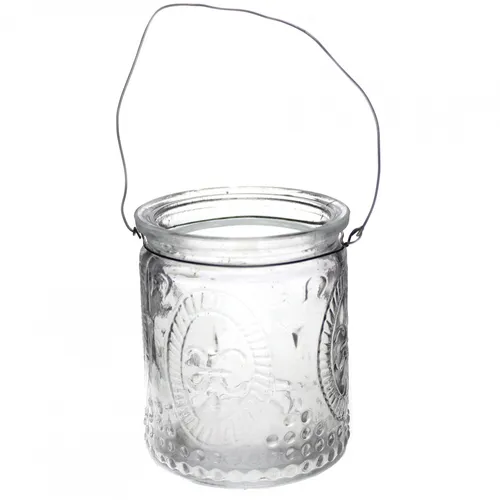 Windlichter aus Glas mit Henkel Windlicht Teelichtgläser Teelichthalter 6 x