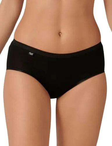 Sloggi 3P Basic Midi Schwarz - Damen Slips - Funktionsunterwäsche mit 95% Baumwolle für täglichen Komfort, elastischer Bund für perfekte Passform und Atmungsaktivität - Ideal für die Basis-Garderobe.