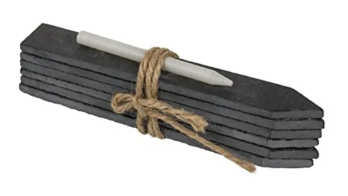 Schiefer Pflanzenschilder Gartenstecker 6er Set aus mit Kreide Wetterfest Pflanzenstecker Kräuterschilder - 15 x 2 cm für Kräutergarten Beet Blumenkästen