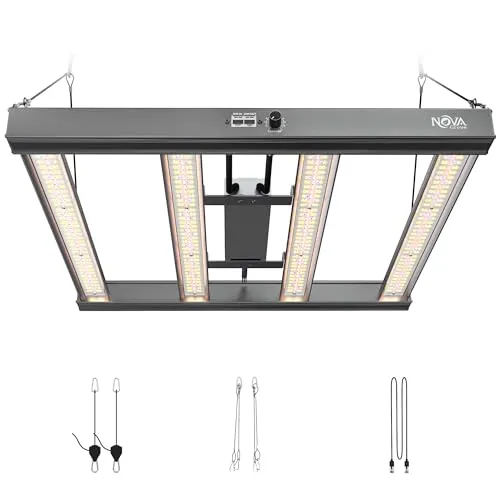 NovaGrove Pflanzenlampe LED Grow Lampe Vollspektrum IR Dimmbar - Hochwertige Pflanzenlampe für üppiges Wachstum! Vollspektrum mit speziellem Infrarotlicht, stufenlos dimmbar und Daisy-Chain-fähig. Ideal für Zimmerpflanzen und Außenanbau.