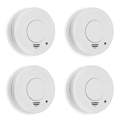 Smartwares Rauchmelder – 5 Jahre Batterie - 4er Pack Rauchmelder mit 10 Jahren Lebensdauer und 85 dB Alarm. Die praktische Stumm-Taste reduziert die Empfindlichkeit des Alarms für 10 Minuten, ideal für sicheren und flexiblen Einsatz.