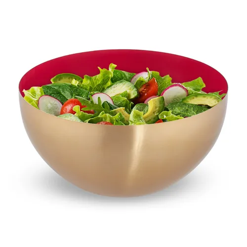 Salatschüssel Ø 25 cm, Salatschale rot/gold in gold von Relaxdays