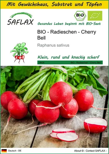 SAFLAX Gemüsesamen SAFLAX - Anzuchtset - BIO - Radieschen - Cherry Bell