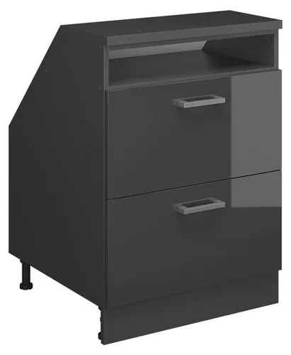 Vicco Küchenschrank für Dachschrägen R-Line, anthrazit hochglanz, 60 cm - Cleverer Küchenschrank für Dachschrägen mit 2 Schubladen. Nutzen Sie den Raum optimal und schaffen Sie zusätzlichen Stauraum. Robustes Design und pflegeleichte Materialien bieten Langlebigkeit und Funktionalität.