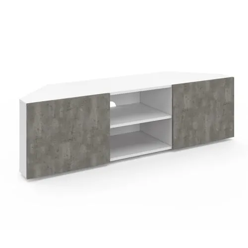 IDMarket - TV-Schrank 110 cm Eckig ELI weiß Türen Betonoptik