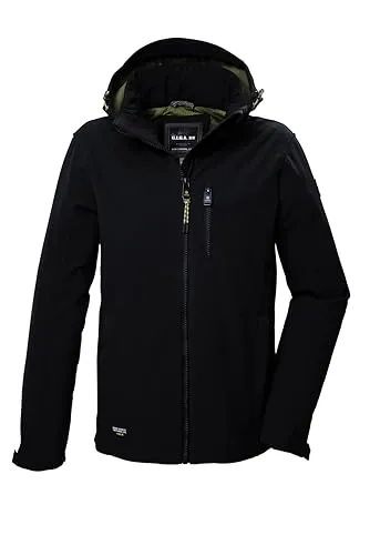 G.I.G.A. DX Herren Softshelljacke mit abzippbarer Kapuze - Funktionsjacke in schwarz, ausgestattet mit kuscheligem Innenfutter und praktischen Taschen, ideal für Outdoor-Aktivitäten und umweltfreundlich (PFC-frei).