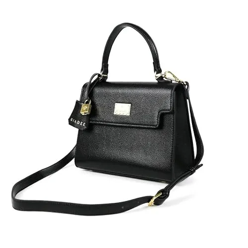 DJADEE Damentasche schwarz Leder Handtasche für Damen Markentasche Gürteltasche Bag Umhängetasche schwarze Damen Tasche mit Schultergurt