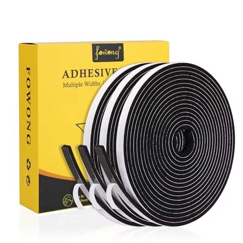 fowong Dichtungsband Selbstklebend für Türen Fenster, 20m(L) Fensterdichtung, 6mm(B) x3mm(D) Türdichtung Zugluftstopper für Kollision Siegel Schalldämmung(4 Rollen je 5m)