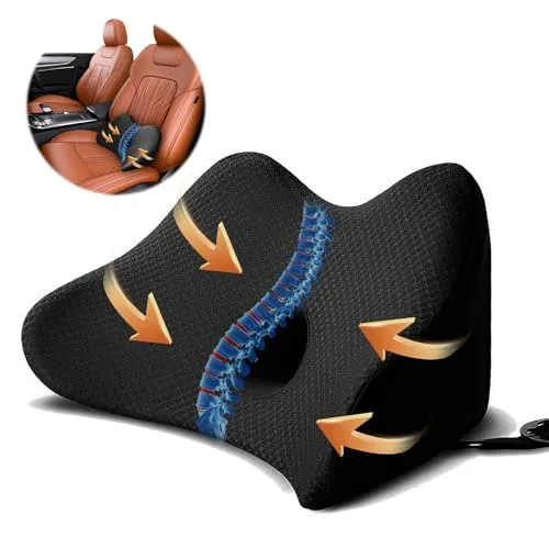 HouYa-Tec Lendenkissen, Auto-Sitzkissen, Fahrerkissen, aus Memory-Schaum, ergonomisch, bequeme Rückenstütze, für Bürostühle, Sofas, Rollstühle usw.