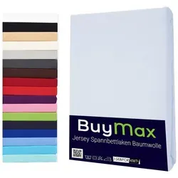 Buymax Spannbettlaken StyleHeim Jersey aus 100% Baumwolle, Jersey, Gummizug: Rundumgummi, Pflegeleicht und Atmungsaktiv in Verschiedenen Farben und Größen weiß 70 cm x 140 cm