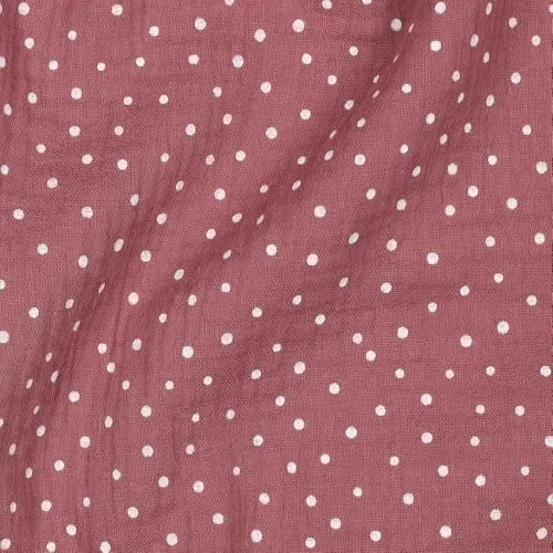 MAGAM-Stoffe Paul Musselin Mulltuch Kinder Baumwollstoff Oeko-Tex Meterware 50cm (Pünktchen rosewood)