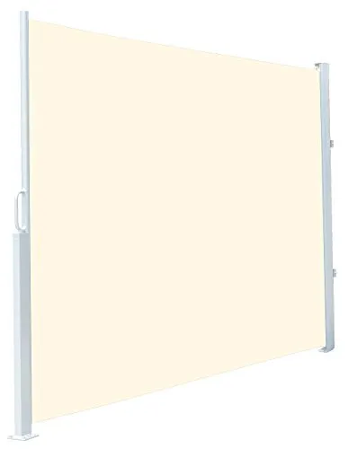 Royal Gardineer Markise: Seitenmarkise 180 x 300 cm, für Garten, Balkon und Terrasse, beige (Seitenmarkise Sichtschutz, Sichtschutz-Markise Terrasse, Wandhalterung)