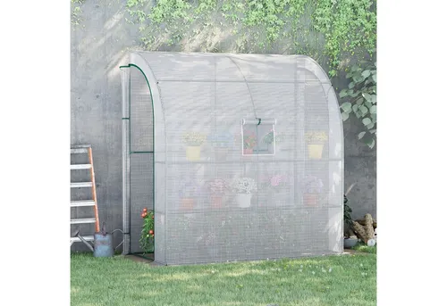 Outsunny Foliengewächshaus mit Mesh Fenster, mit aufrollbaren Türen, Anzuchthaus mit UV Schutz, BxTxH: 200 x 100 x 215 cm, BxLxH: 100 x 200 x 215 cm, 0.3 mm Wandstärke, Treibhaus 1-St., Tomatengewächshaus, Anzuchthaus mit UV Schutz, Weiß