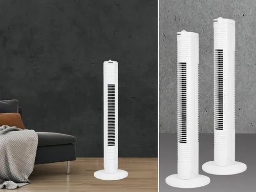 Oszillierender Säulenventilator mit Sleep Timer – blattloser Standventilator im 2er Set - Dieser blattlose Säulenventilator sorgt für erfrischende Abkühlung an heißen Tagen. Mit 3 Geschwindigkeitsstufen, 75° Oszillation und Timer-Funktion ist er ideal für jede Umgebung. Kompakt, leise und einfach zu bedienen!