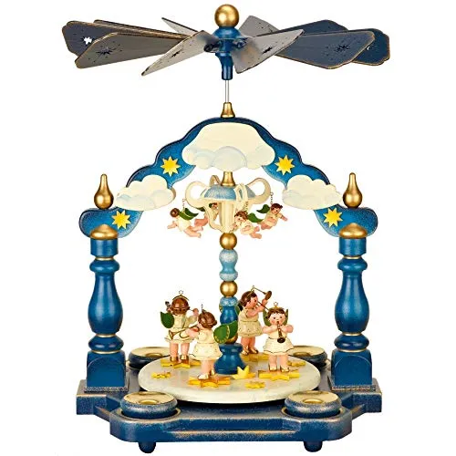 Hubrig Weihnachtspyramide Engelorchester 1-stöckig - Teelichthalter aus Original Erzgebirge Volkskunst, handgefertigt in Deutschland und sorgt für festliche Stimmung in jedem Zuhause.