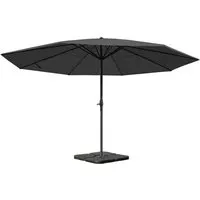 MCW Sonnenschirm Carpi Pro Ø 5m anthrazit - Sonnenschirm mit hochwertiger Zahnrad-Kurbelmechanik für einfache Handhabung und stabiler Bauweise, ideal für Garten oder Terrasse.