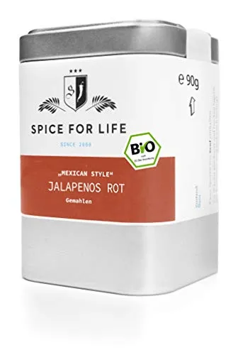 Spice for Life Jalapenos rot gemahlen, Bio, Chili Pulver. Mexican Style, 90g