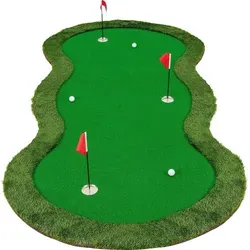 COSTWAY 300 cm Golf Puttingmatte - Golfzubehör mit 3 Löchern und Flaggen, ideal für Indoor- und Outdoor-Training, bietet ein realistisches Putting Green Gefühl für Golfer aller Niveaus.