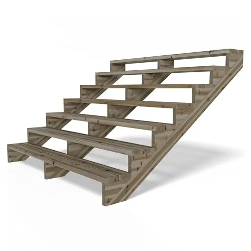 Gartenwelt Riegelsberger Terrassentreppe Breite 190 cm Treppe mit 7 Stufen Geschosshöhe 123 cm Massivholz Kiefer kesseldruckimprägniert Komplett-Set Wangen, Bohlen & Schrauben