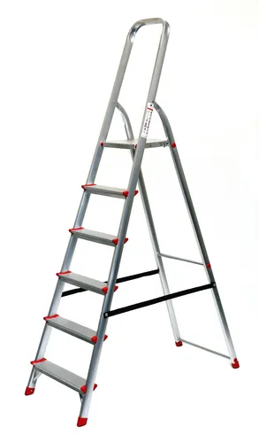 Stehleiter Aluminium 6 Stufen (Haushalts-Leiter, Bockleiter, Klapptritt)