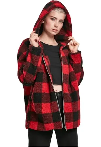 Urban Classics Damen TB3056 - Oversized Check Sherpa Jacket - Funktionsjacke mit kuscheligem Sherpa-Futter und angesagtem Karo-Muster, ideal für kühle Tage. Oversized Schnitt und praktische Taschen machen sie zum modischen Highlight.