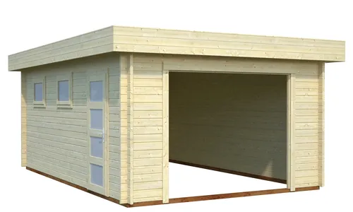 Holzgarage Rasmus 19,0 m2 - Ohne Tor - Carport aus unbehandelter nordischer Fichte, ideal für die sichere Unterbringung Ihrer Fahrzeuge. Selbstmontage mit winddichten Wandecken und großzügiger Nutzfläche von 19,0 m².
