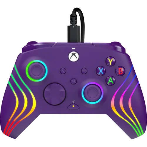 PDP Xbox Afterglow Wave Kabelgebundener Controller Lila - Gaming-Zubehör mit anpassbaren RGB-Lichteffekten und programmierbaren Rücktasten für präzise Steuerung. Offiziell lizenziert von Xbox, ideal für intensives Gaming.