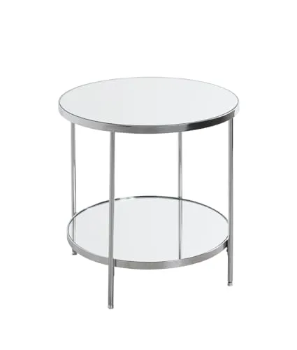 HAKU Möbel Beistelltisch - Art Deco Design, Chrom und Spiegel - Beistelltisch fürs Wohnzimmer mit elegantem Art Deco Stil, stabiler Konstruktion aus Stahlrohr und höhenverstellbaren Füßen für individuellen Komfort.