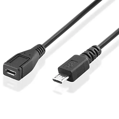 BestPlug 1 Meter 2.0 USB Kabel Verlängerung, Micro USB B-Stecker männlich auf Micro USB B-Buchse Kupplung weiblich, High Speed, Schwarz